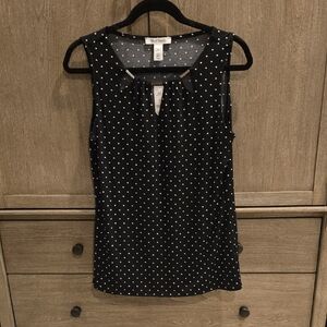 White House Black Market Black and White Polka Dot Blouse